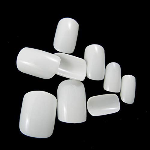 Short Acrylic Artificial False Nail Tips 100x Full Cover Fake Nail Art Tips Makeup DIY (White)
