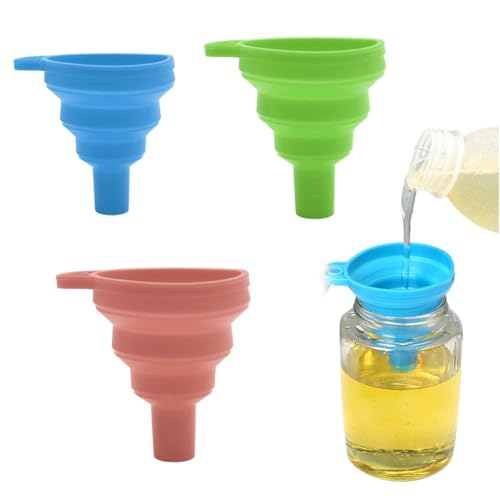 EIHI Imbuti Pieghevoli, Confezione da 3 imbuti da Cucina, imbuti Pieghevoli, imbuti in Silicone, imbuti in Silicone per Cottura in Cucina e trasferimenti di liquidi
