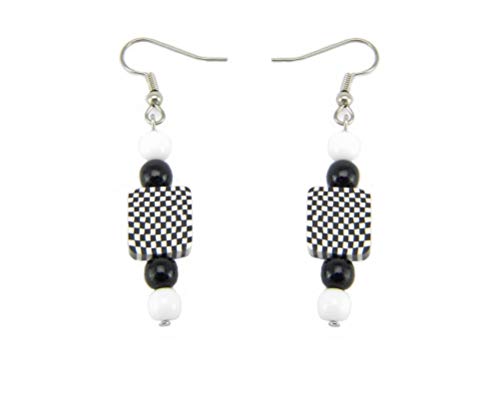 PlanetZia Black and White Checkered Fimo Earring Dangles ER - CKRD (Square Checkered)