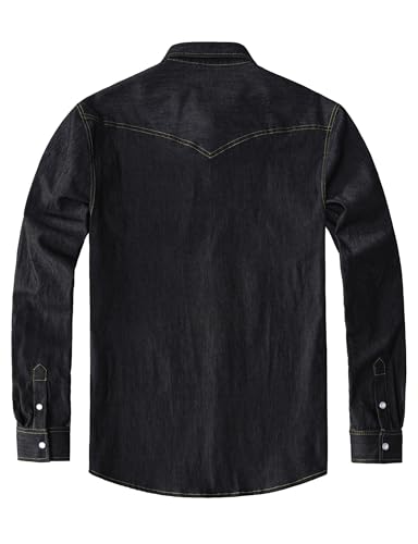 JOGAL Mens Western Cowboy Shirts Long Sleeve Denim Pearl Snap Shirts Regular Fit Work Shirts2