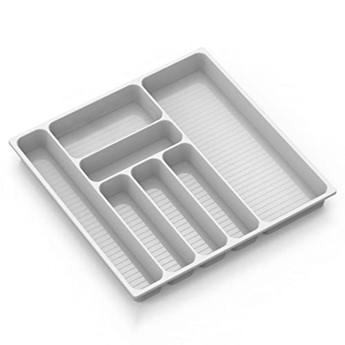 TIENDA EURASIA - Organizador Cubiertos para Cajon Cocina, Bandeja Cubiertos con Separador Cubiertos, Cobertero para Cajon Blanco (45 x 45 cm)