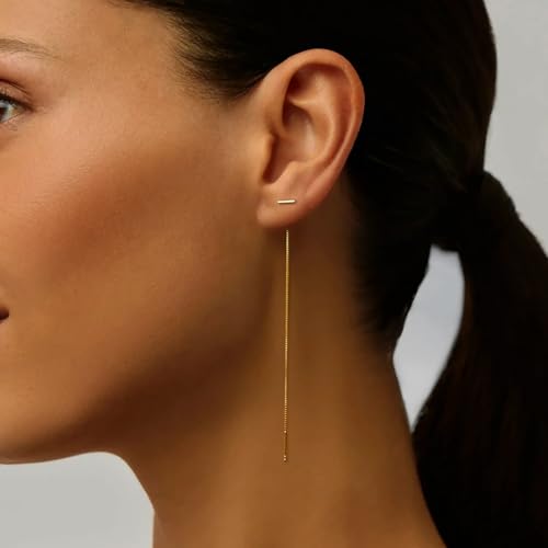 Threader Earrings for Women Gold Chain Earrings Rhinestone Tassel Dangle Earrings Minimalism Long Chain Earring Lightweight Earrings Fashion Jewelry for Women4