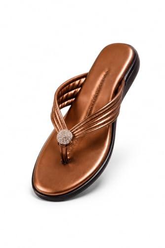 Image of Women Stylish Toe Ring Flats | Cushioned Comfort Slip-On Sandals | Anti-Slip Daily Wear| Lightweight Casual Footwear KS913