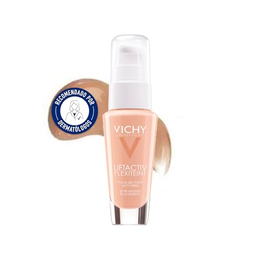 Vichy Base de Maquillaje Líquida Antiarrugas, Tez Uniforme y Radiante, Reduce las Arrugas, Con Efecto Lifting, Para Pieles Maduras, Liftactiv Flexiteint