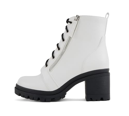 Image of Soda Indiana Women's Faux Leather Lace Up High Chunky Heel Ankle Booties
