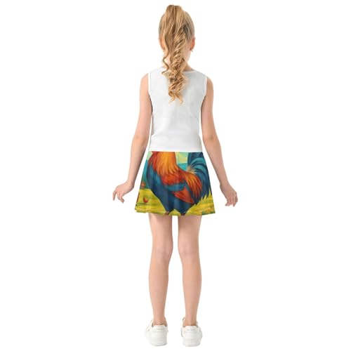 Uniform Athletic Shorts Girls Skorts Kids Tennis Skirts Pleated Skort Vintage Rooster 4t4