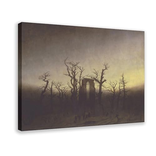Toile The Abbey in The Oakwood Friedrich pour une décoration murale de bureau inspirante