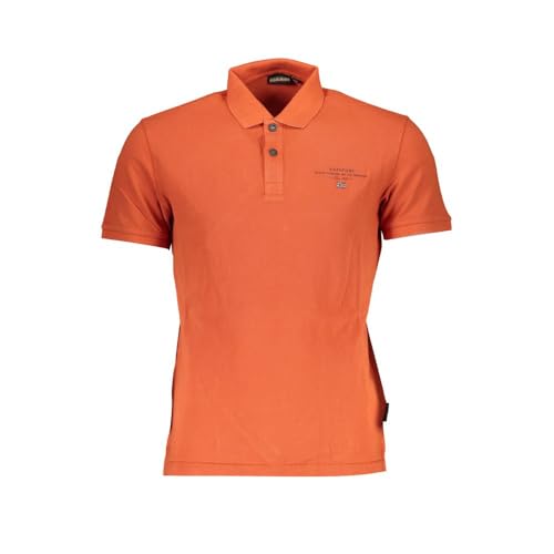 Polo en coton orange Napapijri pour homme en maille piquée confortable
