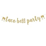 Taco Bell Party Banner, Gold Glitter Taco Bout Bunting Sign, Tuesdays/Tacos & Tequila/Fiesta Party Decorations Supplies Pre-Strung