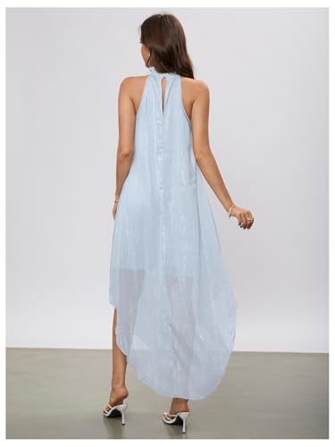 Image of Verdusa Women's Wedding Guest Dress Halter Flowy Chiffon Asymmetrical Long Summer Prom Dress