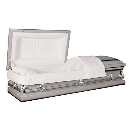 Titan Casket Orion Series Steel Casket (Silver) Handcrafted Funeral Casket - Silver Finish With White Crepe Interior #TOP4