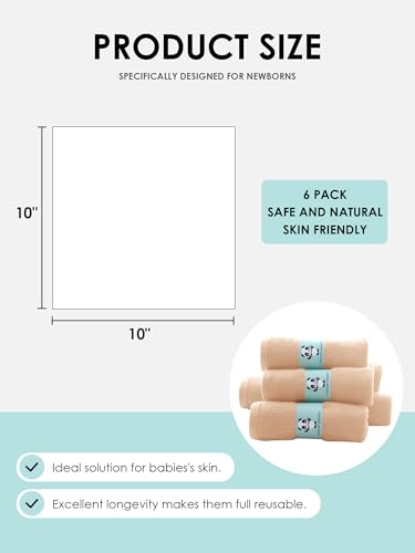 HIPHOP PANDA Baby Washcloths, Rayon Made from Bamboo - 2 Layer Ultra Soft Absorbent Newborn Bath Face Towel - Reusable Baby Wipes for Delicate Skin - Brown, 6 Pack — view 2