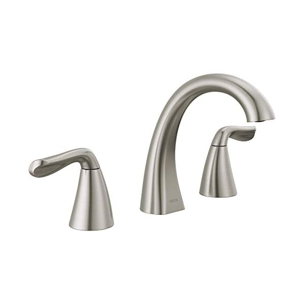 Delta Faucet Arvo Widespread Bathroom Faucet Brushed Nickel, Bathroom Faucet 3 Hole, Bathroom Sink Faucet, Drain Assembly, SpotShield Stainless 35840LF-SP Delta Faucet Arvo Widespread Bathroom Faucet Brushed Nickel, Bathroom Faucet 3 Hole, Bathroom Sink Faucet, Drain Assembly, SpotShield Stainless 35840LF-SP