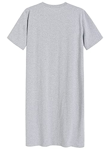 Latuza Men's Cotton Nightshirt Short Sleeves Sleep Shirt Xxl Light Gray #TOP1