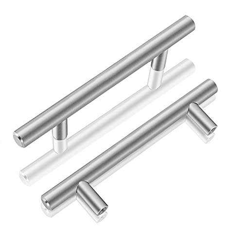 Crazy Clearance Gobrico T Bar Kitchen Cabinet Handles 50 Pack Brushed Nickel Dresser Pulls 3-3/4 inch Hole Center Satin Nickel Solid Stainless Steel Cabinet Hardware