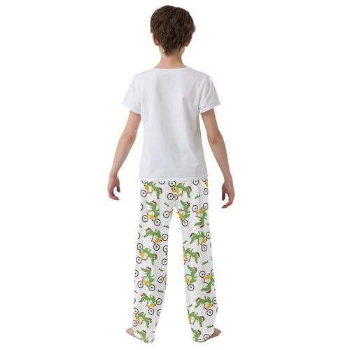 ZZXXB Crocodile Riding Boys Long Pants Soft Trousers Elastic Waist Kids Lounge Bottoms with Pockets S-XL3