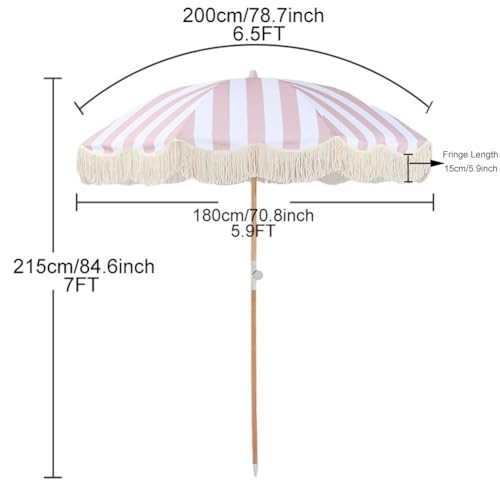 Parasol de plage 2m de qualité supérieure avec finitions bohèmes - 8