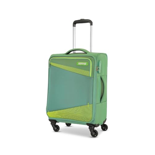 Image of American Tourister Mystic | Cabin Trolley Bag (58 cm) | 360 4 Wheel Travel Luggage | 1 Compartments | Soft Luggage Polyester Expandable Suitcase | Combination Lock | 3 Years Warranty | Piquant Green
