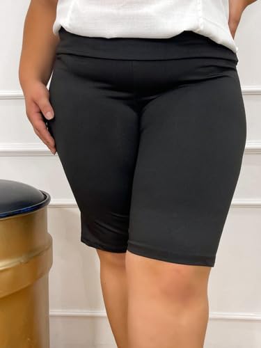 Bermuda Shorts Legging Plus Size Feminino Suplex Academia (BR, Alfa, XXG, Plus Size, Regular, Preto)