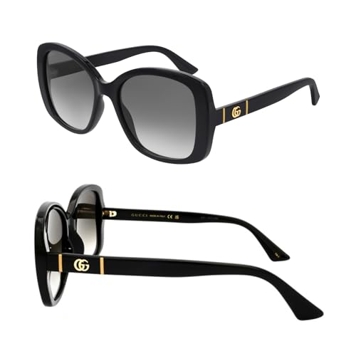Image of Gucci GG0762S GG Running Logo Rectangular -Shaped Non-Polarized Sunglasses for Women - Includes Luxury Eyewear Kit - Black Frame with Gray Lens