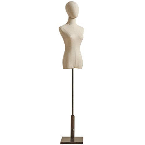 LXFA Maniqui Costura Modista Busto Cuerpo de Maniquí Femenino con Cabeza y Base de Madera, Perchero de Maniquí de Mujer Independiente para Armario de Dormitorio, Ajustable (Size : Small)