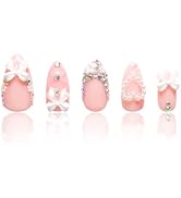 LOVFUL Press on Nails Vintage Shortcake | Handmade with Full Covered Crystals | Reusable Fake Nai...