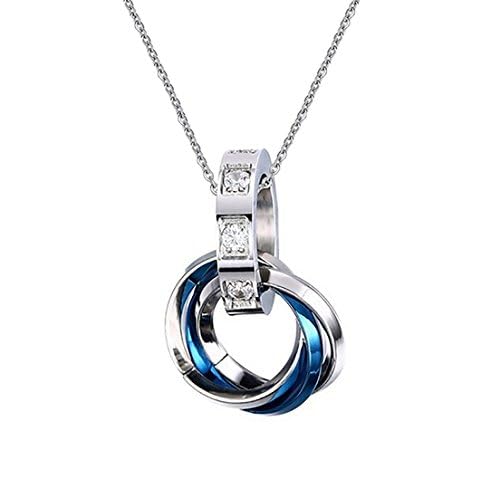 Tri Rings Stainless Steel With Cz Blue Pendant Necklace/chain for Men and Boys | Gifts for Men | Gift for Husband | Pendant for Mens-image-9
