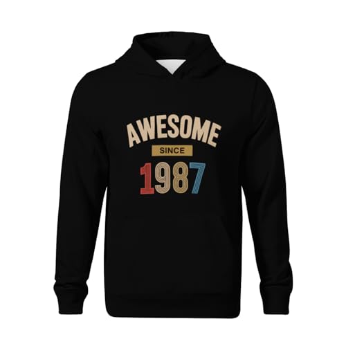 Kids Awesome Since 1987 Birthdy Gifts Boys Girls Lightweight Kangaroo Pocket Fleece Hoodies2