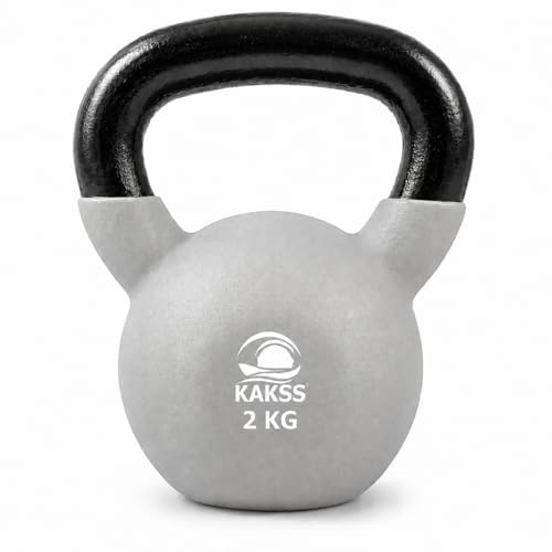 Image of Kakss Half Coating Neoprene Kettlebell (2kg to 40kg)(Proudly Made in India) (2kg, Grey)