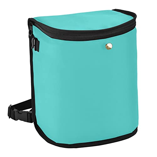 Image of linqin Teal Car Trash Can with Lid Leak Proof Car Trash Bag Polyester Car Garbage Can, Multipurpose Trash Bin Hanging for Minivan SUV Truck