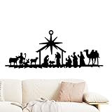 Genérico Juego de de Metal – Decoración de Pared de Rústico, Arte de Silueta de Nacimiento de Jesús de Navidad, de de Acero para Interiores, Sala de Estar, Chimenea, Iglesia | Decoraci