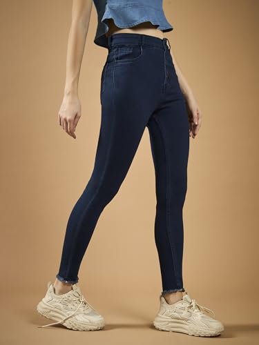 Image of Dolce Crudo Women's Skinny High Rise Bleached Cropped Stretchable Denim Jeans