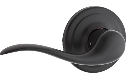 Image of Kwikset Tustin Dummy Door Handle, Single Sided Lever for Closets, French Double Doors, and Pantry, Matte Black Non-Turning Left Handed Interior Push /Pull Lever, with Microban Protection