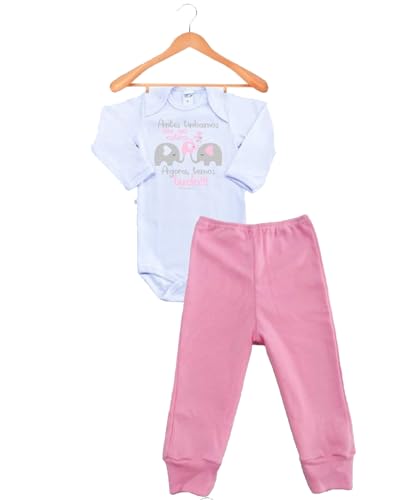 Kit Roupa de Bebe 6 Peças Body Bebê Estampado Manga Longa e Calça Mijão 100% Algodão fio 30.1 pentea