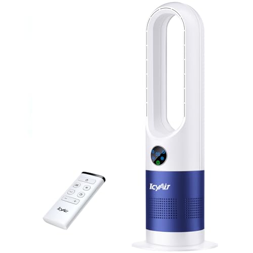 Ventilador de torre, oscilación de 90°, refrigeración silenciosa de 35 Db, temporizador de 9 horas, control remoto, ventilador sin aspas de 8 velocidades, pantalla LED, ventilador para dormitorio