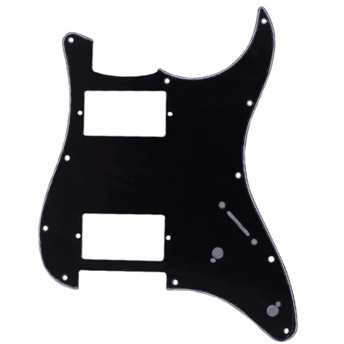 FUANA Golpeador de guitarra HH Humbucker de 11 agujeros para guitarras eléctricas estilo ST SQ, placa de arañazos de PVC de 3 capas, compatible con Fender Stratocaster, blanco y negro