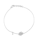 Nododoro Milano Bracelet Fatima Or blanc/jaune 9Kt et n. 31 Diamants naturels 0,10 Ct Ajustable 16-18 cm Certificat d'authenticité Hypoallergénique Tous nos bracelets dans la Boutique