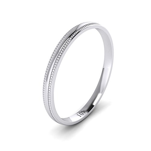 10k White Gold 2mm Light Comfort Fit Plain Wedding Band - Size 8 White Gold Band, 10K, 14K, 18K White Gold Band, 2mm, 3mm, 4mm, 5mm