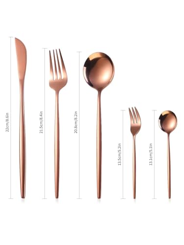 Image of aDai Korean Premium 20 Piece Stainless Steel Cutlery Set | Modern Flatware for Dining | Elegant Gift Box for Everyday Use (Rose Gold)