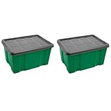 Acan Tradineur - Pack de 2 cajas de almacenamiento N.º 1 - Plástico - Hunter Box - Contenedor, guardar libros, ropa, mantas - Fabricado en España - 16 L - 21,5 x 39,6 x 29,6 cm cm - Verde y Gris