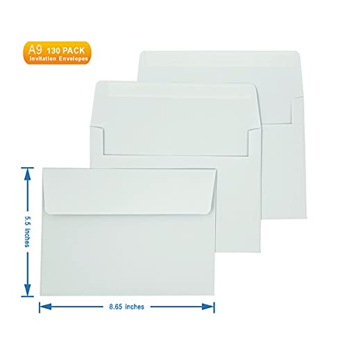 A9 Invitation Envelopes（130 Pcs 5.5X8.65 In ）- Windowless Design 120Gsm White Paper Envelopes With Printable Quick Self-Seal Envelopes For Invitations, Greeting Cards, Invoices #TOP1