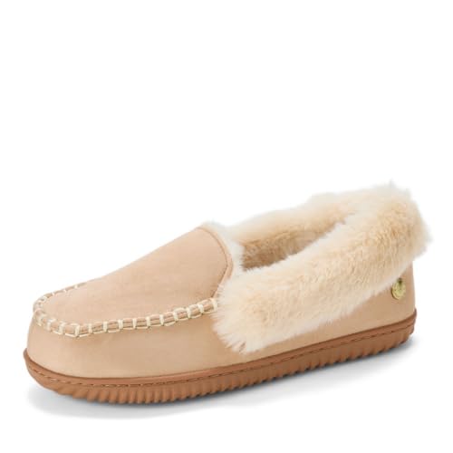Dearfoams Women's Gifts Fuzzy Memory Foam Outdoor Ryland Moccasin with Cuff Slippers