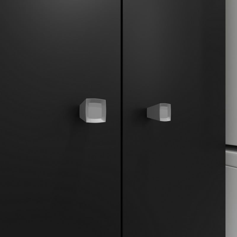 ACTUAL DIFFUSION Aura Armoire Multifonctions Noire 2 Portes 6 Niches 5 Étagères L 55 cm H 182.4 cm P 35 cm