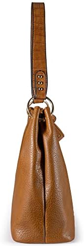Montana West Hobo Purses and Handbags for Women Vegan Leather Top Handle Shoulder Handbags with Zipper, Z-brown/Croco, Large