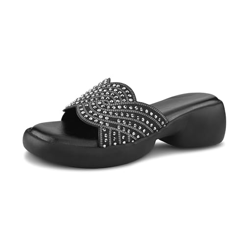 Image of Centrino Women's Sandals | Stylish Slip-On Sandals for Ladies |Elegant Slide Sandals with Butterfly Studded Embellishment Design | Lightweight and Durable Fashion Footwear (9310)