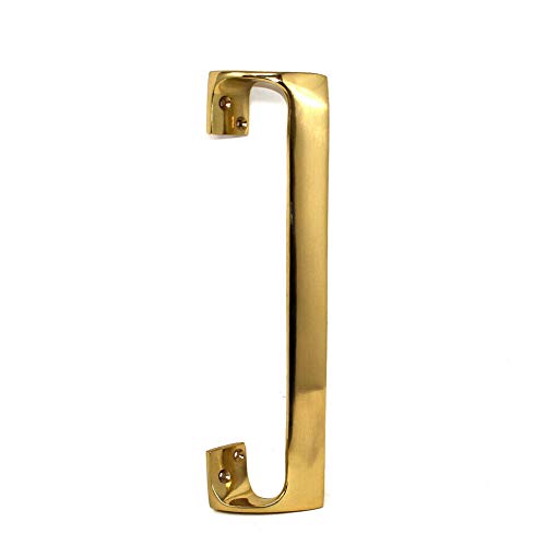 9" 225mm Solid Polished Lacquered Brass Pull Door Handle Oval Grip Traditional