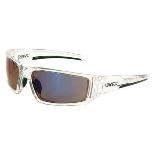 Uvex by Honeywell Hypershock Safety Glasses, Clear Frame with Blue Mirror Lens & Anti-Scratch Hardcoat (S2975)
