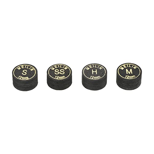 PATIKIL 12mm Biliardo Stecca Punte Kit, 4 in 1 H, M, S, 2S più Strato Biliardo Biliardo Stecca Punte Laminato Colla Snooker Stecca Punta Biliardo Accessori, Nero