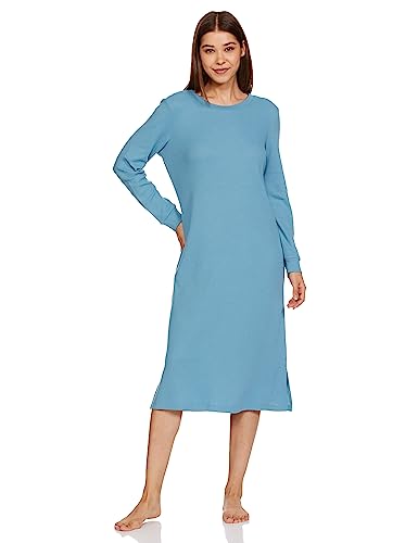 Image of Amazon Brand - Symbol Women's Casual Cotton Blend Waffle Calf Length Regular Fit Nighty (Available in Plus Sizes)