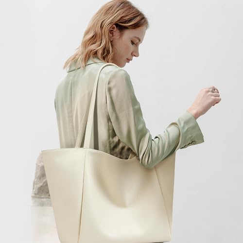 Image of KALIDI Large Tote Bag Vegan Leather Casual Zipper Work Bag Weekender Hobo for Women 16L Oversize Shoulder Travel Purse